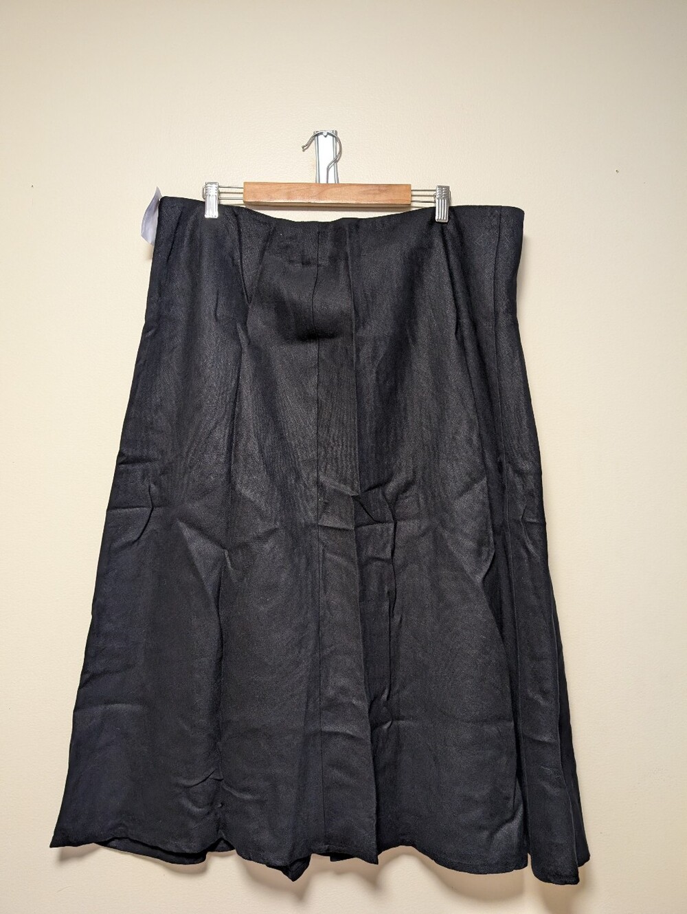 Appleseed’s Black 100% Linen Lined Midi Skirt Women’s 20W NWT